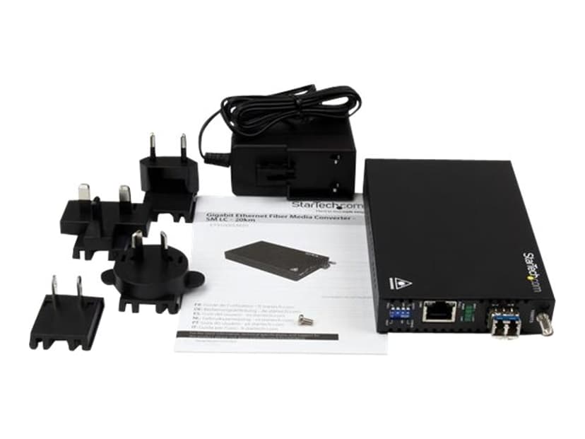 Startech StarTech.com ET91000SM20 verkon mediamuunnin 2000 Mbit/s 1310 nm Yksittäistila Musta