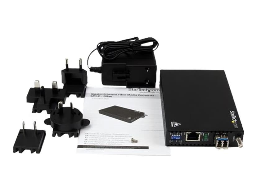 Startech StarTech.com ET91000SM20 verkon mediamuunnin 2000 Mbit/s 1310 nm Yksittäistila Musta