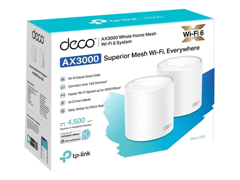 TP-Link Deco X50 WiFi 6 Mesh System 2-Pack (DECO X50(2-PACK)) |  Dustinhome.se