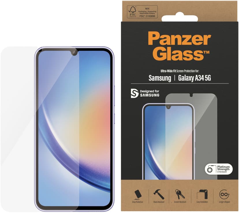 Panzerglass Ultra-Wide Fit skärmskydd Samsung Galaxy A34 5G