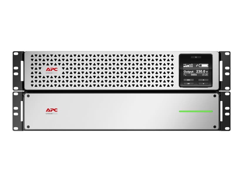 APC SRTL3000RM4UXLI-NC UPS-virtalähde Taajuuden kaksoismuunnos (verkossa) 3 kVA 2700 W 8 AC-pistorasia(a)