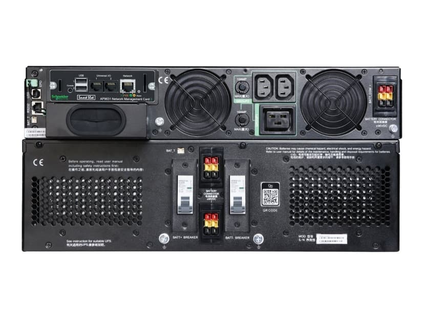 APC Smart-UPS On-Line SRTG8KXLI Noodstroomvoeding, 8000VA/W, 230V hardwired in&uit, 2x C19, 1x C13, NMC