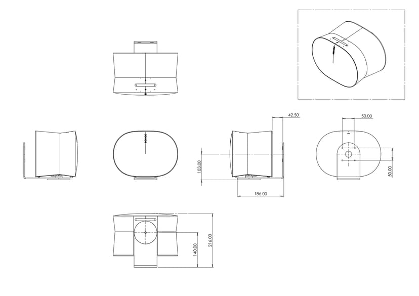 Multibrackets Väggfäste för Sonos ERA 300 (svart, singel)