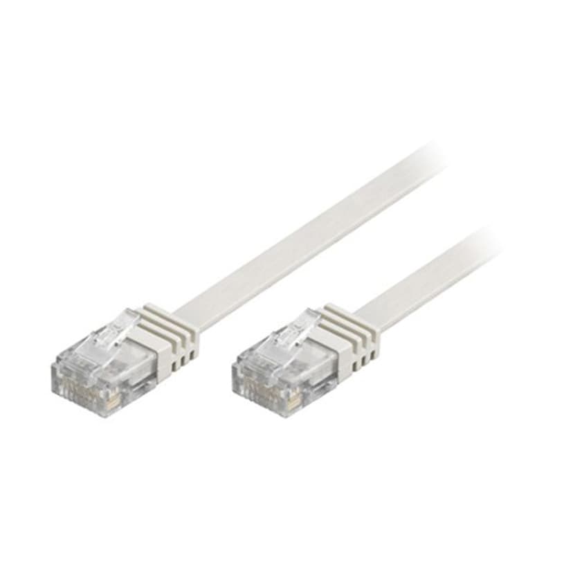 Deltaco U/utp Cat.6 Unshielded Rj45 7m White Flat RJ-45 Cat6 7m Hvit