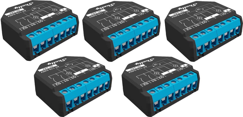 Shelly Plus 3PM tokanals fjernstrømbryter for innbygging 5-Pack