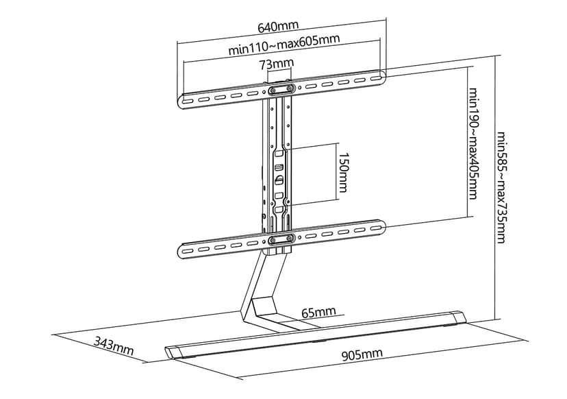 Prokord LDT03-18L TV-kiinnike 177,8 cm (70") STAND