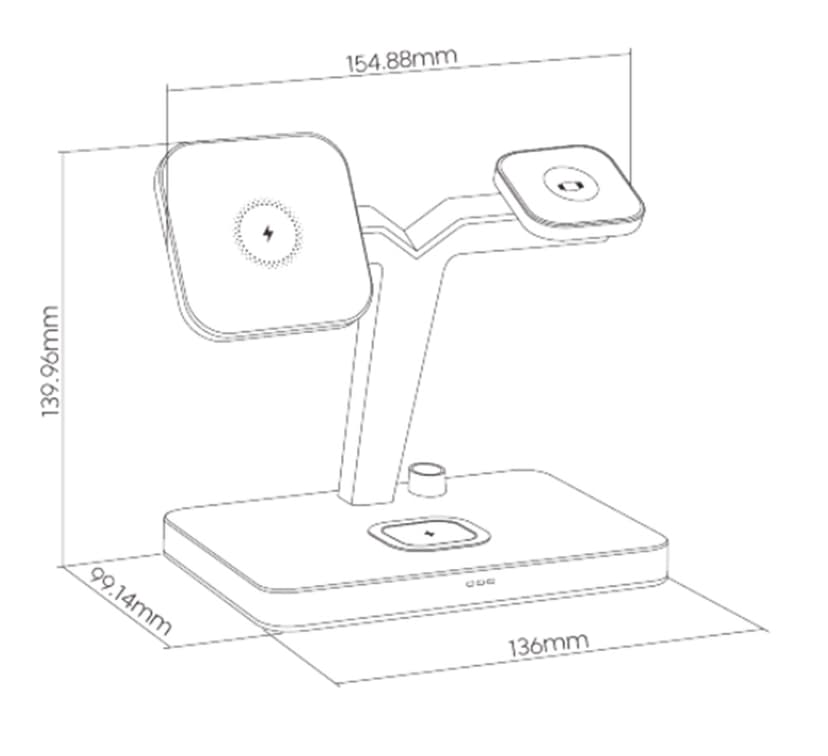 Cirafon On-table Qi Fast Charger Wireless Multistand Musta
