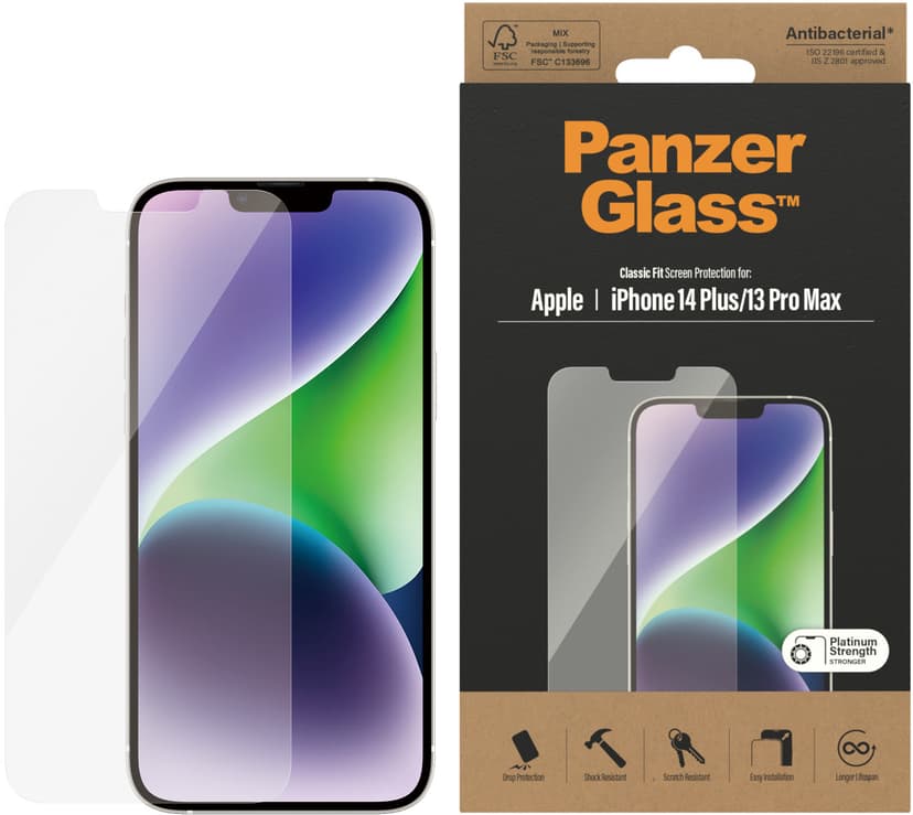 Panzerglass Classic Fit skärmskydd iPhone 13 Pro Max, iPhone 14 Plus