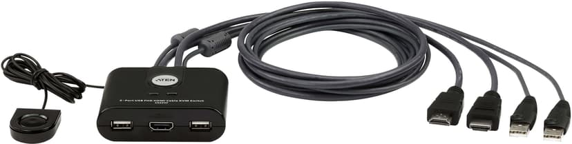Aten CS22HF KVM-bryter Sort