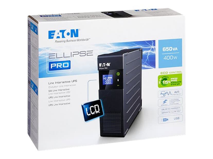 Eaton Ellipse PRO 1600 IEC strömskydd (UPS) Linjeinteraktiv 1,6 kVA 1000 W 8 AC-utgångar