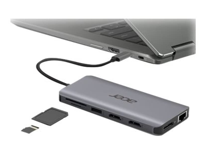 Acer 12-in-1 Type-C Dongle Koblet med ledninger (ikke trådløs) USB 3.2 Gen 1 (3.1 Gen 1) Type-C Sølv USB-C 3.2 Gen 1 (3.1 Gen 1)