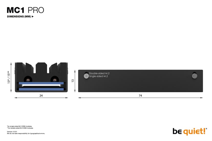 be quiet! MC1 PRO SSD (solid-state drive) Koelplaat/radiatoren Zwart 1 stuk(s) Koelplaat/radiatoren Zwart