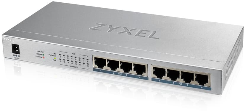 Zyxel GS1008HP 8-portars omanagerad PoE+ Switch med 60W PoE-budget