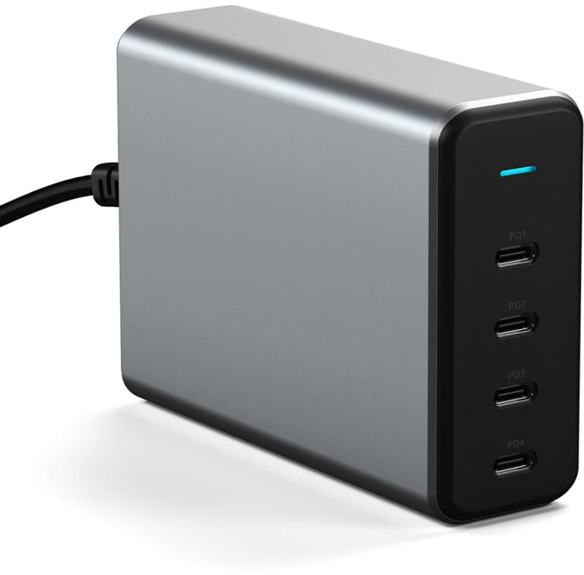 Satechi 165 watt USB-C 4-port PD GaN-lader Grå, Svart