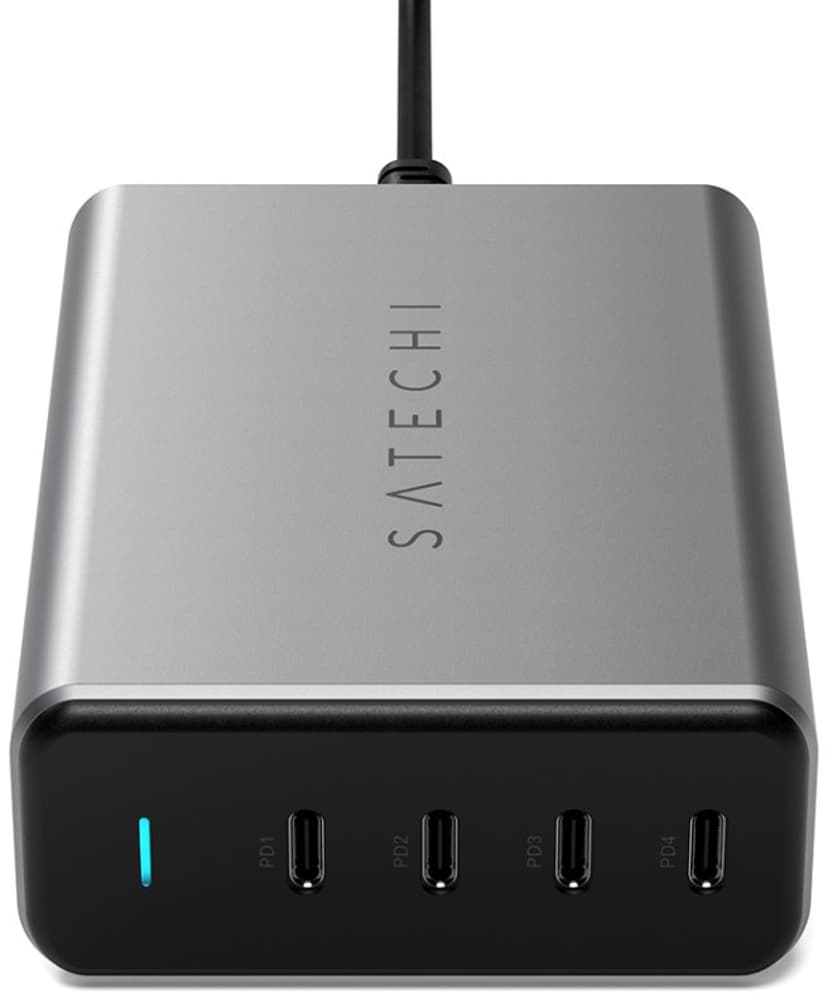 Satechi 165 W:n USB-C 4-porttinen PD Gan Charger -laturi Harmaa, Musta