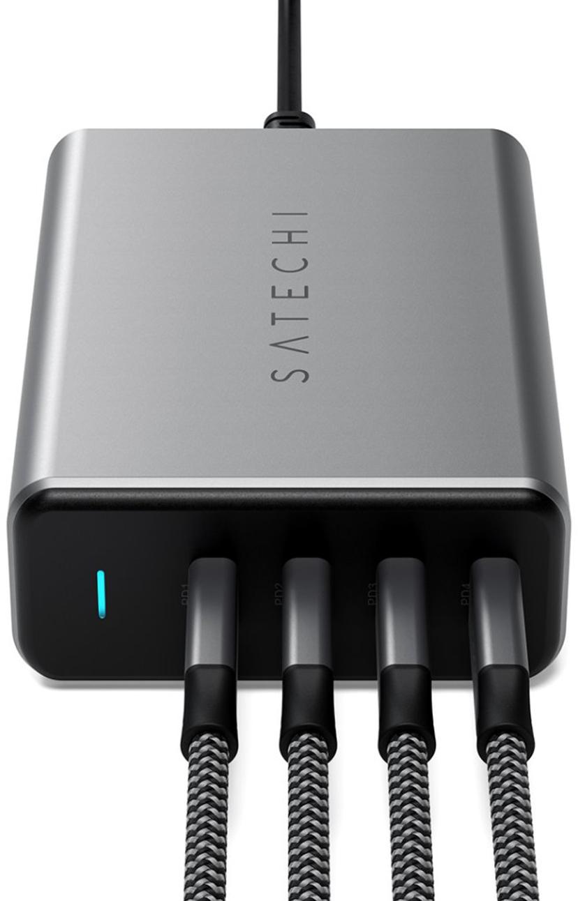 Satechi 165 W:n USB-C 4-porttinen PD Gan Charger -laturi Harmaa, Musta