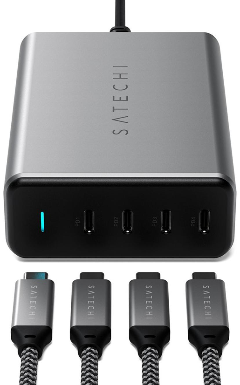Satechi 165 watt USB-C 4-port PD GaN-lader Grå, Svart