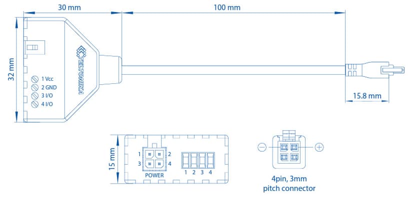 Teltonika 4-Pin Strömadapter Med I/O Access