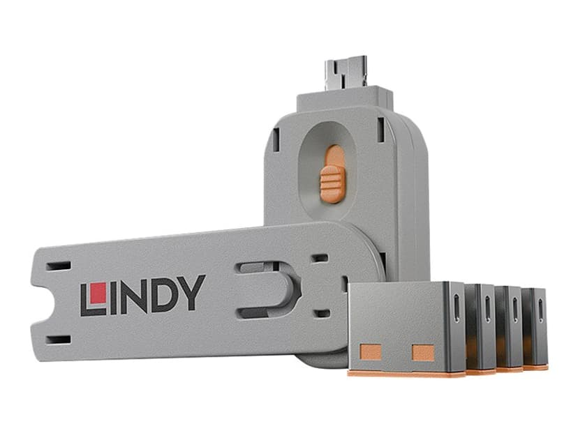 Lindy Port Blocker USB Orange 4-pack