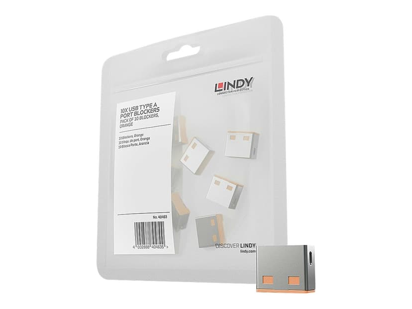 Lindy USB Port Blocker Orange 10-pack utan nyckel