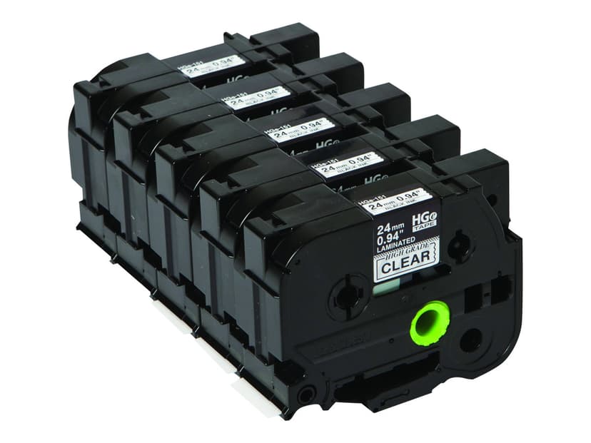 Brother Tape 24mm HGe-151v5 Zwart/Doorzichtig 5-Pack