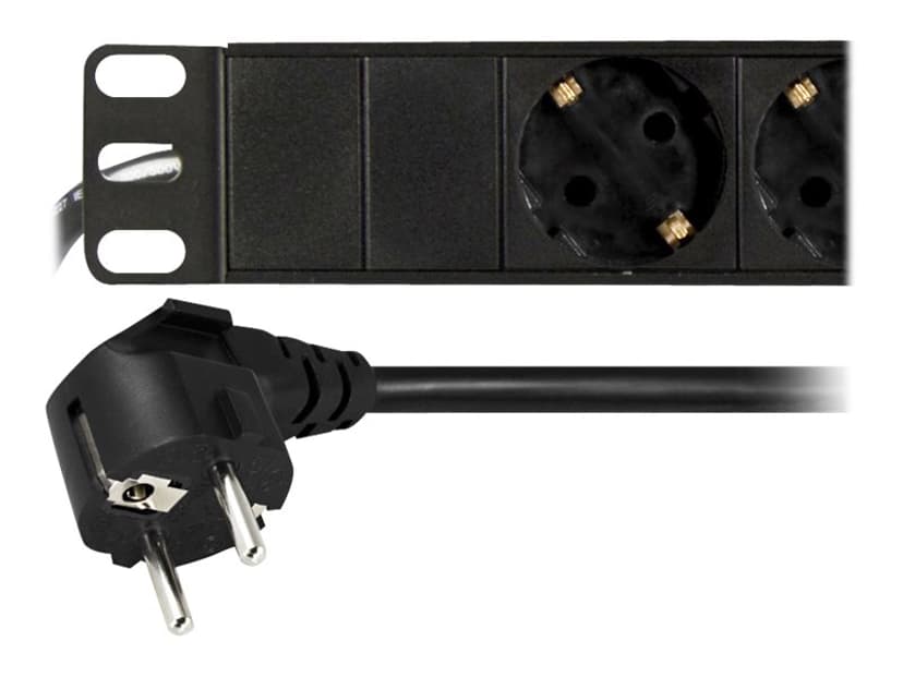 Deltaco PDU 8 x CEE 7/4 1 x CEE 7/7 2 m Sort