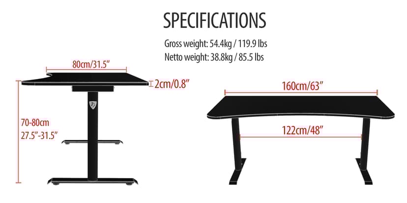 Arozzi Gaming Desk Arena - Rød