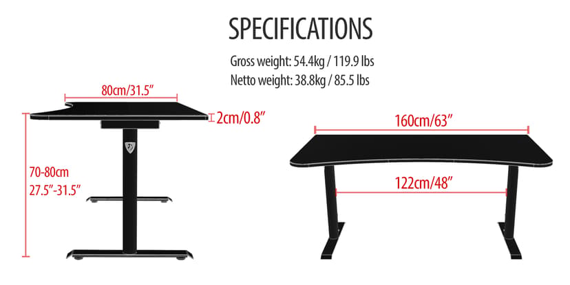 Arozzi Gaming Desk Arena - Röd