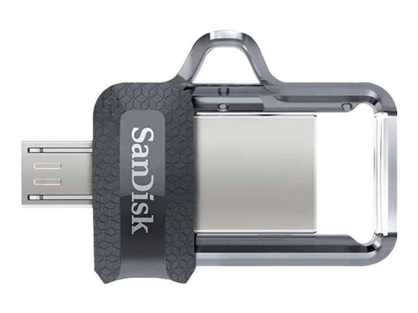 SanDisk Ultra Dual Drive M3.0 64GB USB-A / Micro-USB Svart, Sølv, Gjennomsiktig