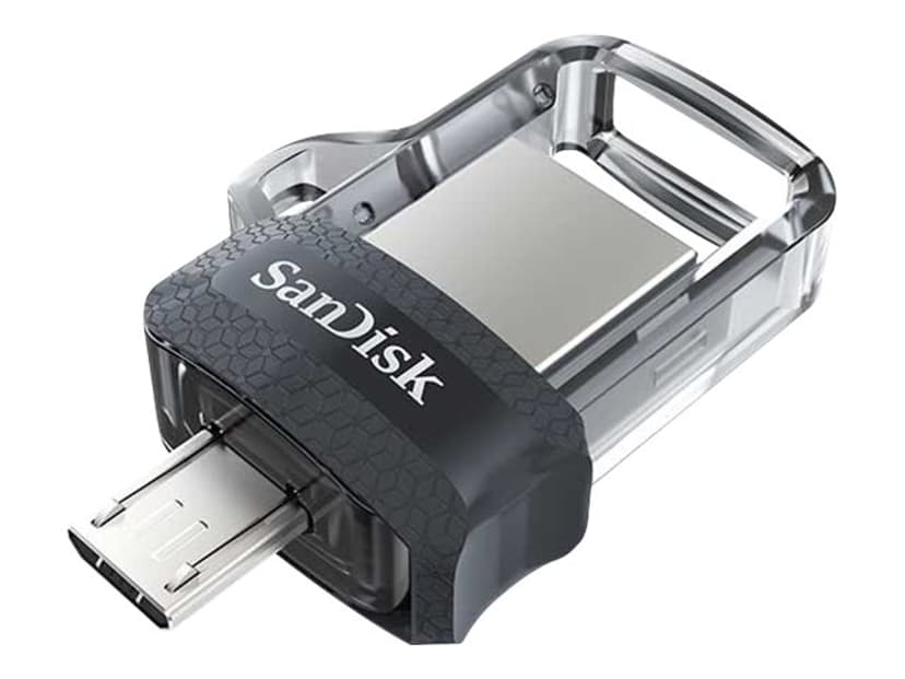 SanDisk Ultra Dual 64GB USB-A / Micro-USB Zwart, Zilver, Transparant