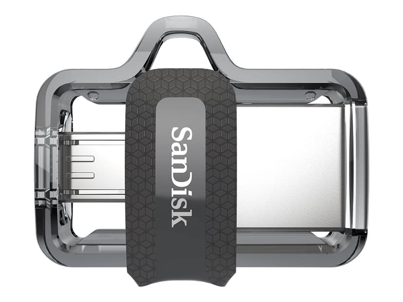 SanDisk Ultra Dual Drive M3.0 64GB USB-A / Micro-USB Svart, Sølv, Gjennomsiktig
