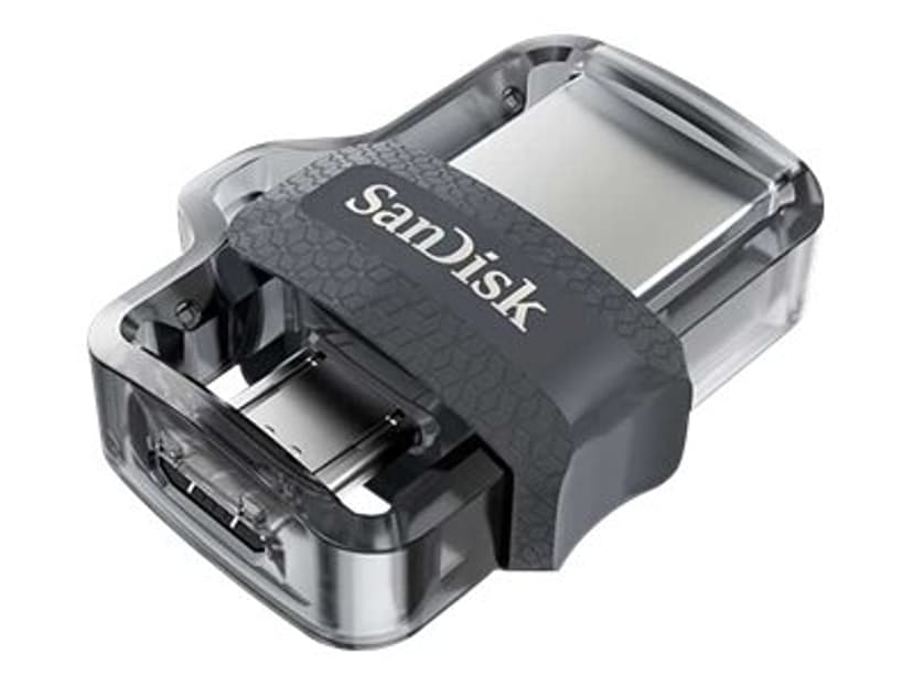 SanDisk Ultra Dual Drive M3.0 64GB USB Type-A / Micro-USB Musta, Hopea, Läpinäkyvä