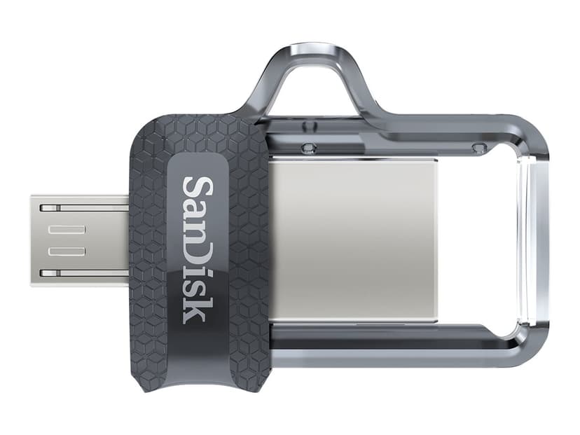 SanDisk Ultra Dual Drive M3.0 64GB USB-A / Micro-USB Svart, Sølv, Gjennomsiktig