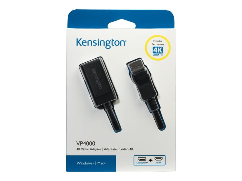 Kensington VP4000 4K Video Adapter DisplayPort 1.2 HDMI Musta