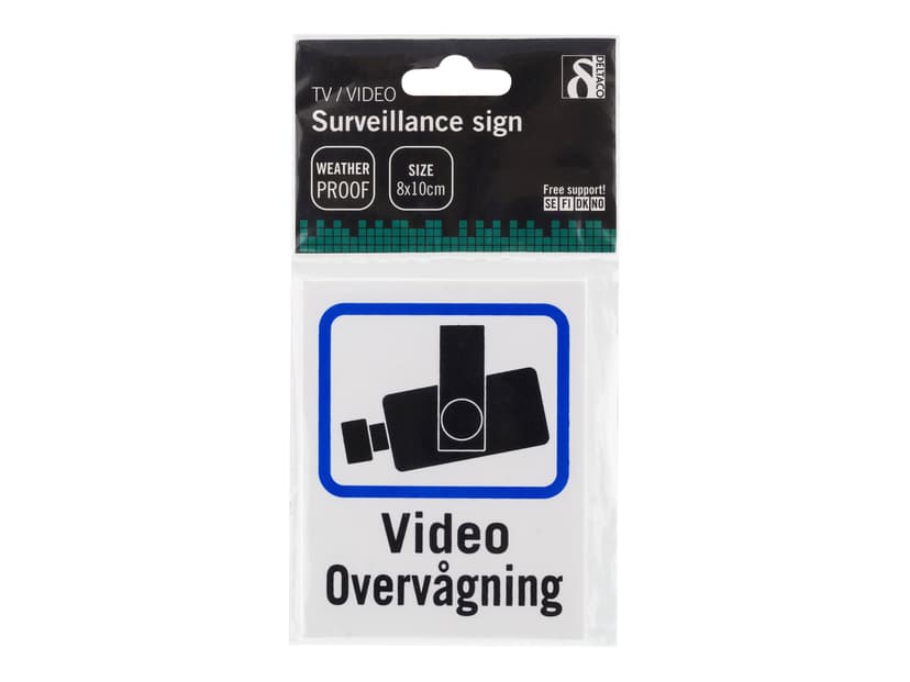 Deltaco Plastic Badge TV/Video 8x10cm Danish 2-pak