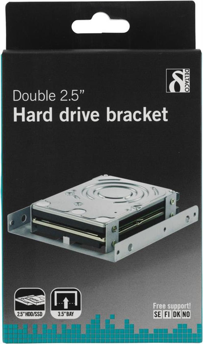 Deltaco Adapter för lagringsfack 2X2.5" i 3.5" fack