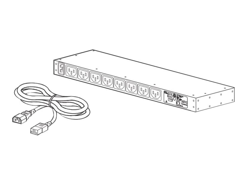 APC AP7821B strømdistribusjonsenhet (PDU) 8 AC-utganger 0U/1U Sort