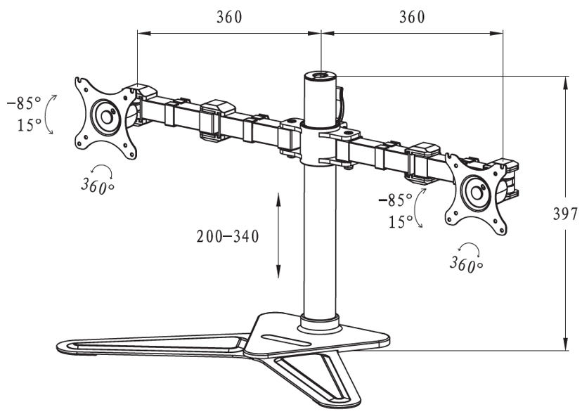 Prokord O5 VESA Display Deskstand 10"-27" Dual