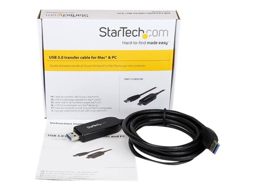 Startech USB 3.0 Data Transfer Cable for Mac & Windows 1.8m USB A USB A Svart