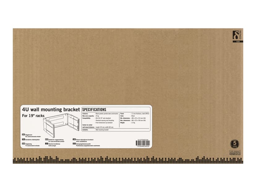 Deltaco 19" Wall Mounted 4U Black