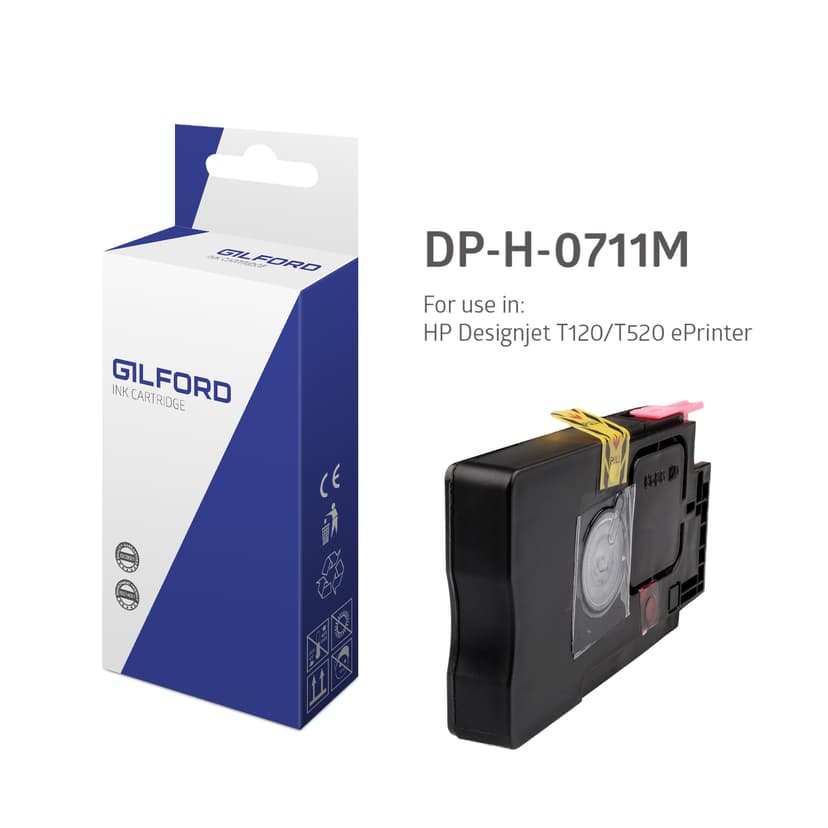 Gilford Blekk Magenta 711, 29ml - Dj T120 - Cz131A