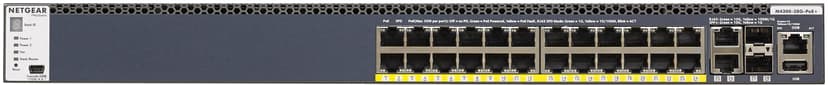 Netgear ProSAFE Managed Switch - GSM4328PA - Stackable platform met 24 PoE+ poorten + 2 x SFP+ en 2 x 10GBASE-T poorten (550W PSU)