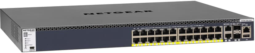 Netgear ProSAFE Managed Switch - GSM4328PA - Stackable platform met 24 PoE+ poorten + 2 x SFP+ en 2 x 10GBASE-T poorten (550W PSU)