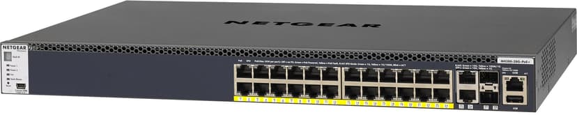 Netgear ProSAFE Managed Switch - GSM4328PA - Stackable platform met 24 PoE+ poorten + 2 x SFP+ en 2 x 10GBASE-T poorten (550W PSU)