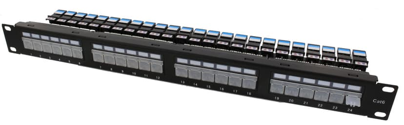 Direktronik Kytkentäpaneeli Musta Cat 6 1U