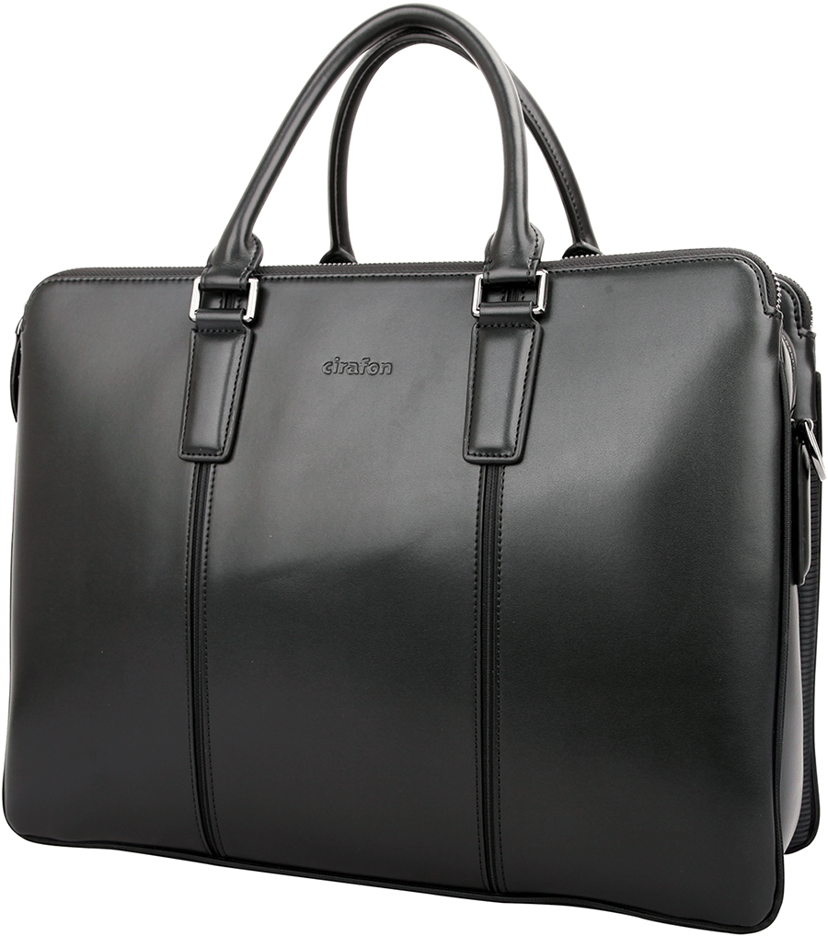 Cirafon Big Business - Laptoptaske i læder til to computere 14" Ægte læder Sort
