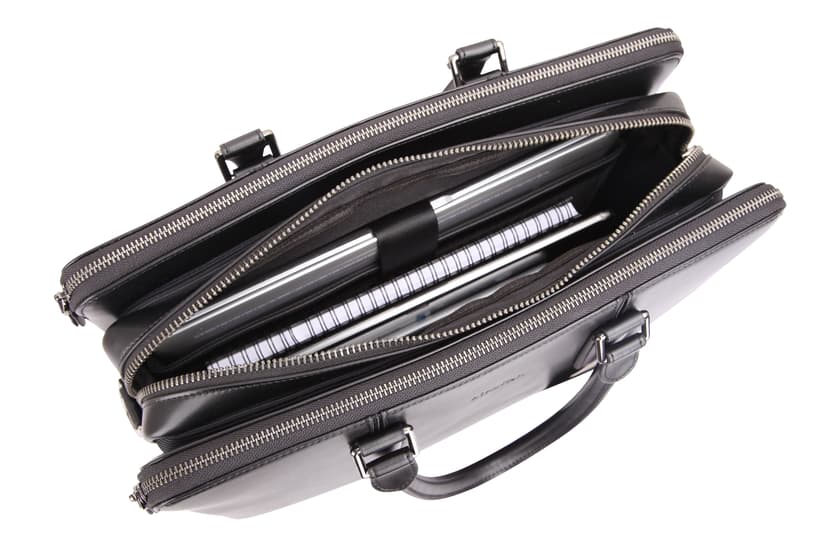 Cirafon Big Business – Laptopväska i läder för två datorer 14" Äkta läder Svart
