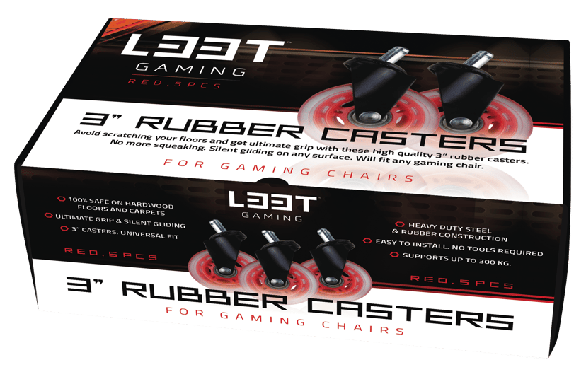 L33T E-Sport Gaming Stol - Rød + Lightpack + Røde Hjul