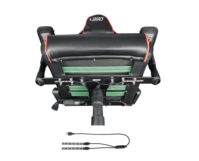 L33T E-Sport Gaming Stol - Rød + Lightpack + Røde Hjul
