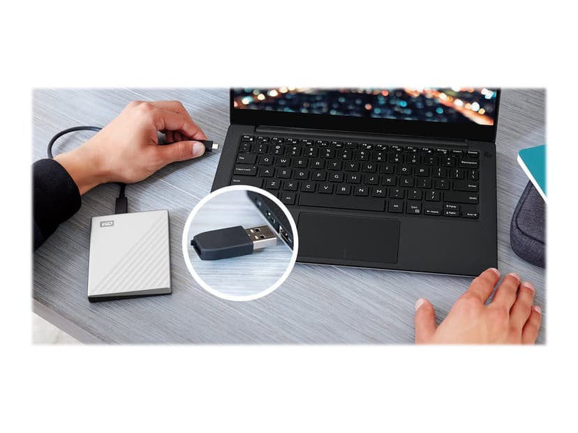 WD My Passport Ultra Silver, Svart